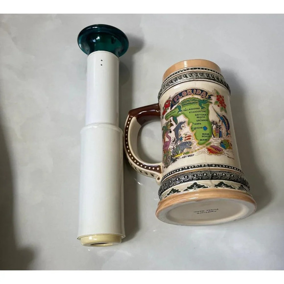 Agiftcopr Pirate Stein Florida Map Embossed Beer Mugs Lid Ceramic Collectibles - Picture 3 of 11